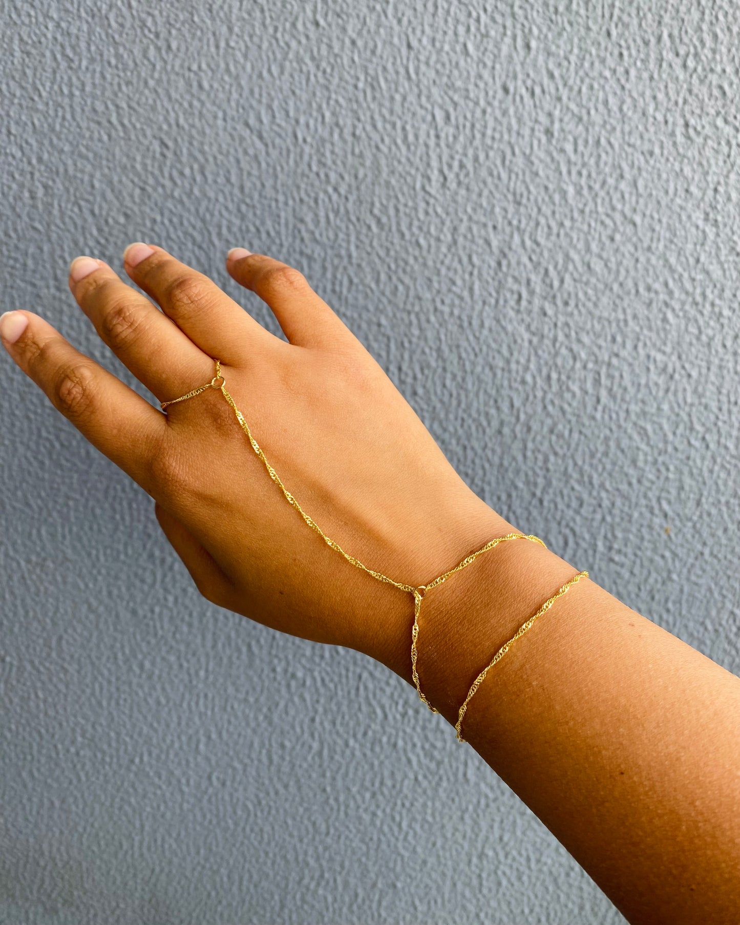 Shiny Water Wave Gold Hand Bracelet
