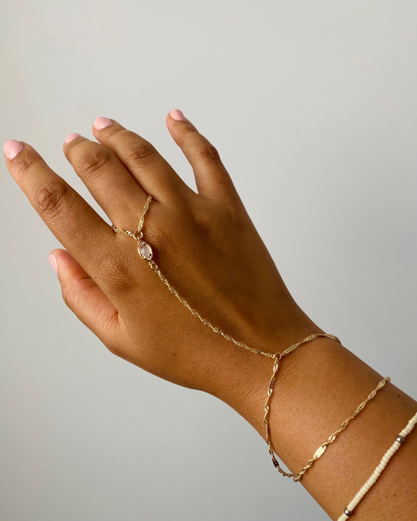 Pink Gemstone Hand Chain