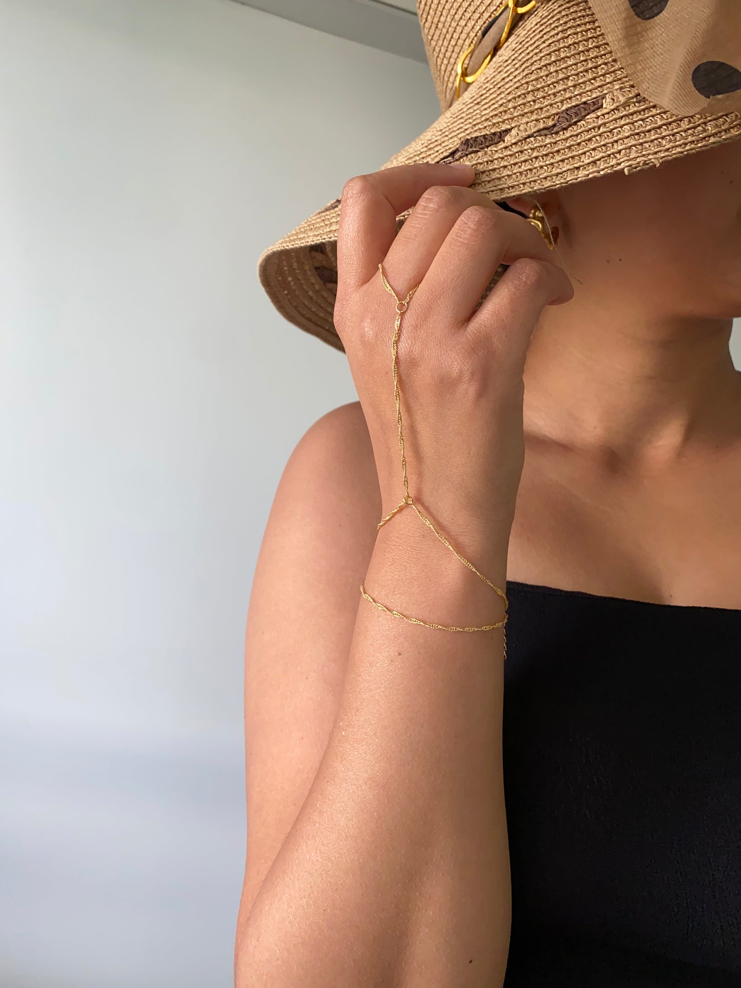 Shiny Water Wave Gold Hand Bracelet