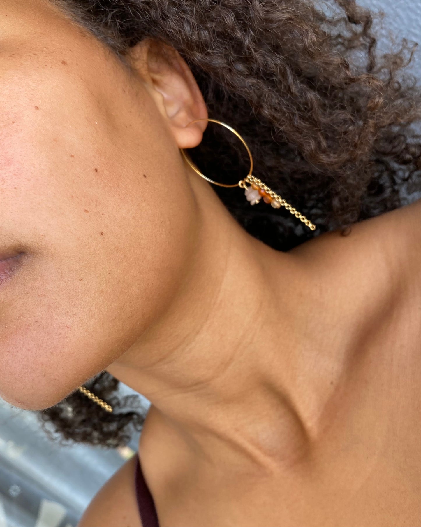 Dangle stone carnelian earrings