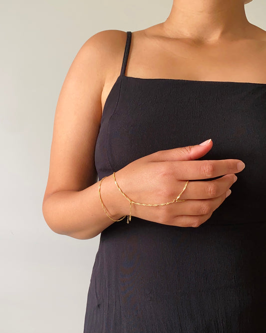 Shiny Water Wave Gold Hand Bracelet