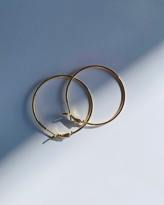 18K Gold Hoop Earrings Medium