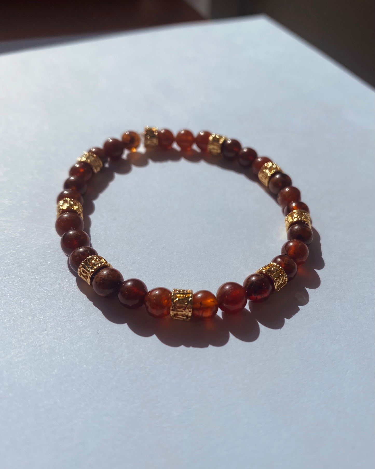 Brown and gold beaded bracelet