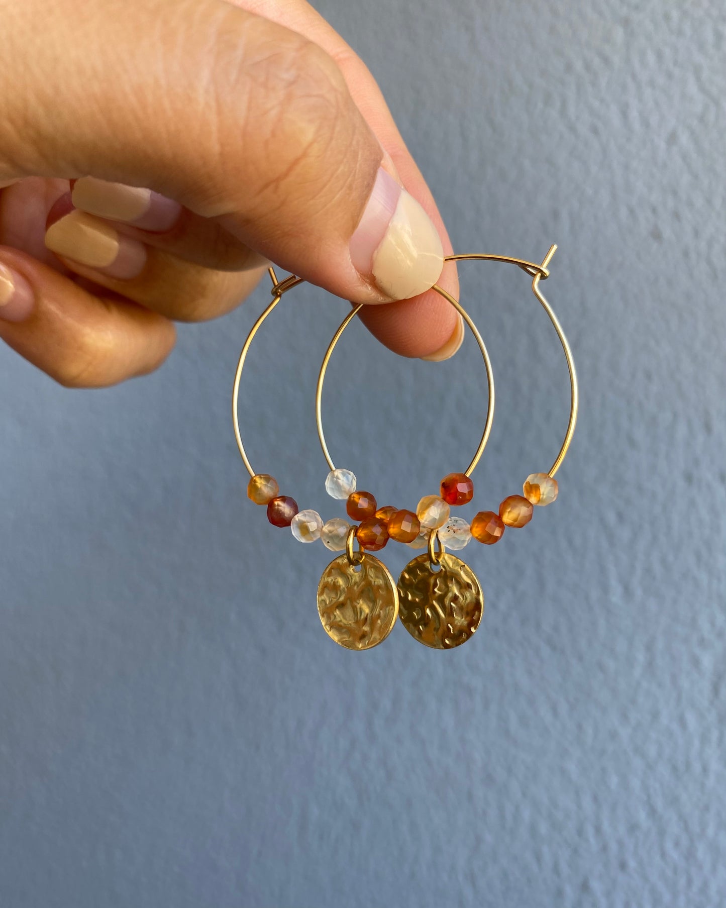 Coin Dangle Beaded Hoops