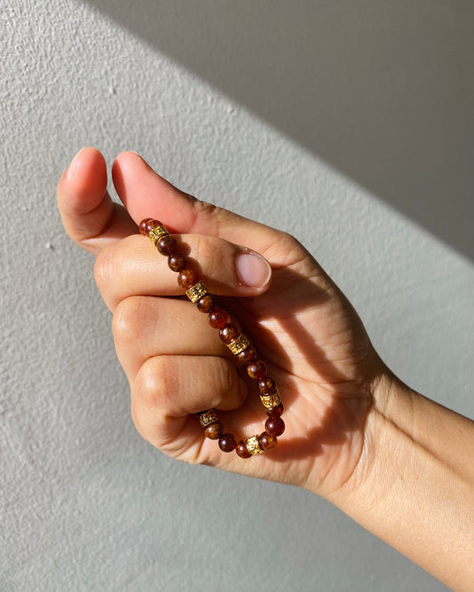 Brown and gold beaded bracelet