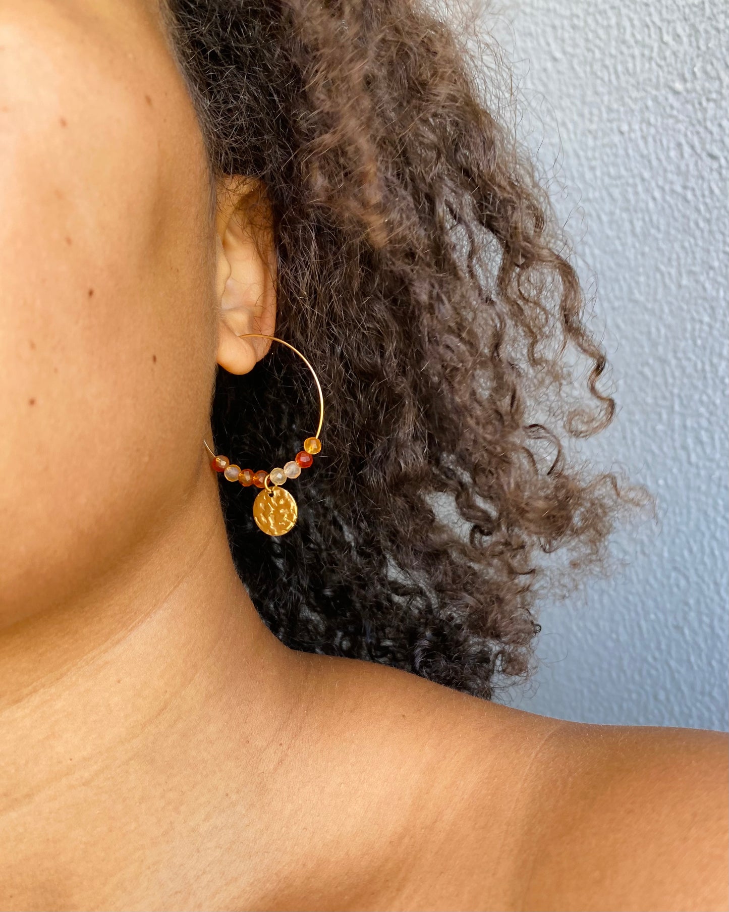 Coin Dangle Beaded Hoops