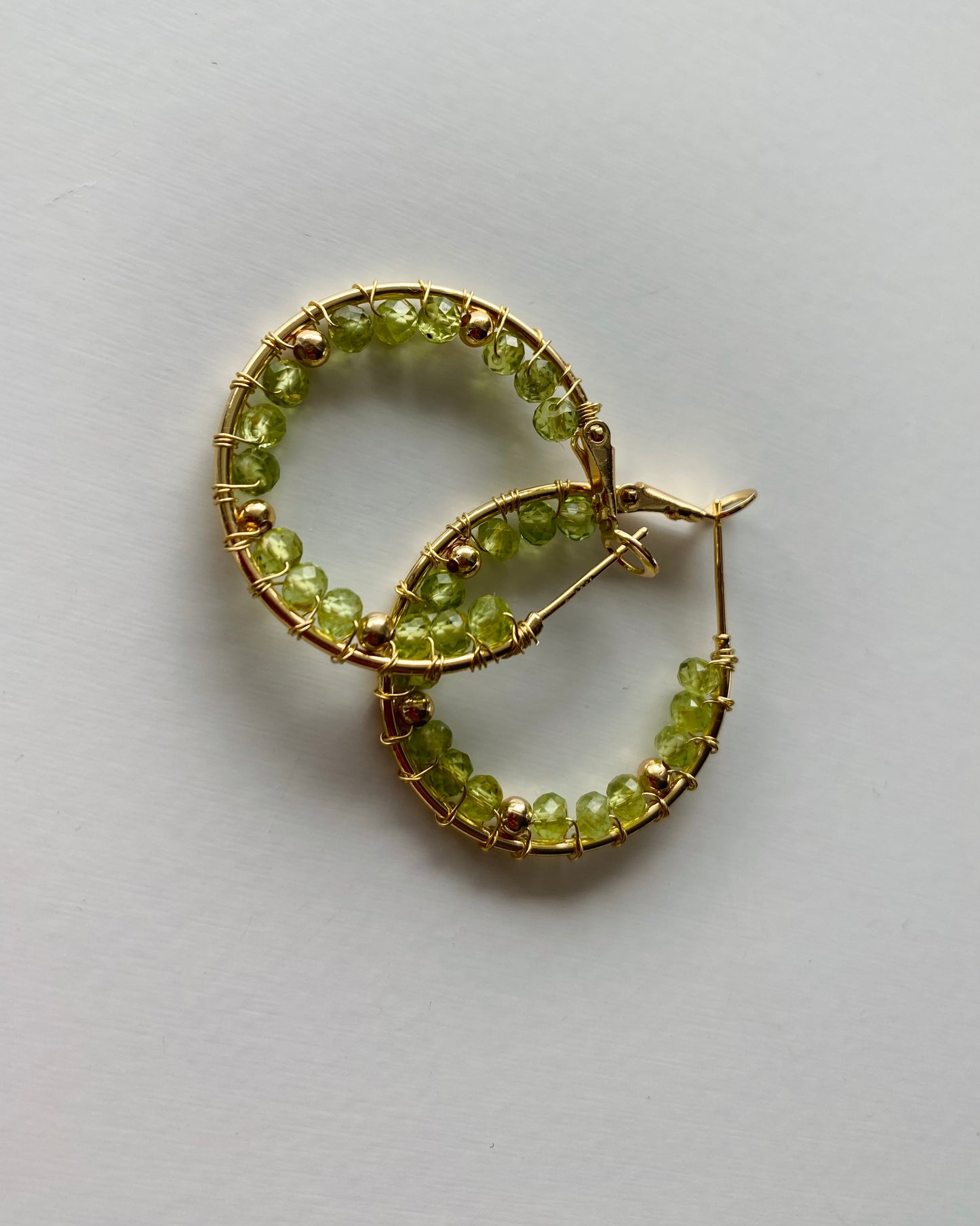 Green Gemstone Hoop Earrings