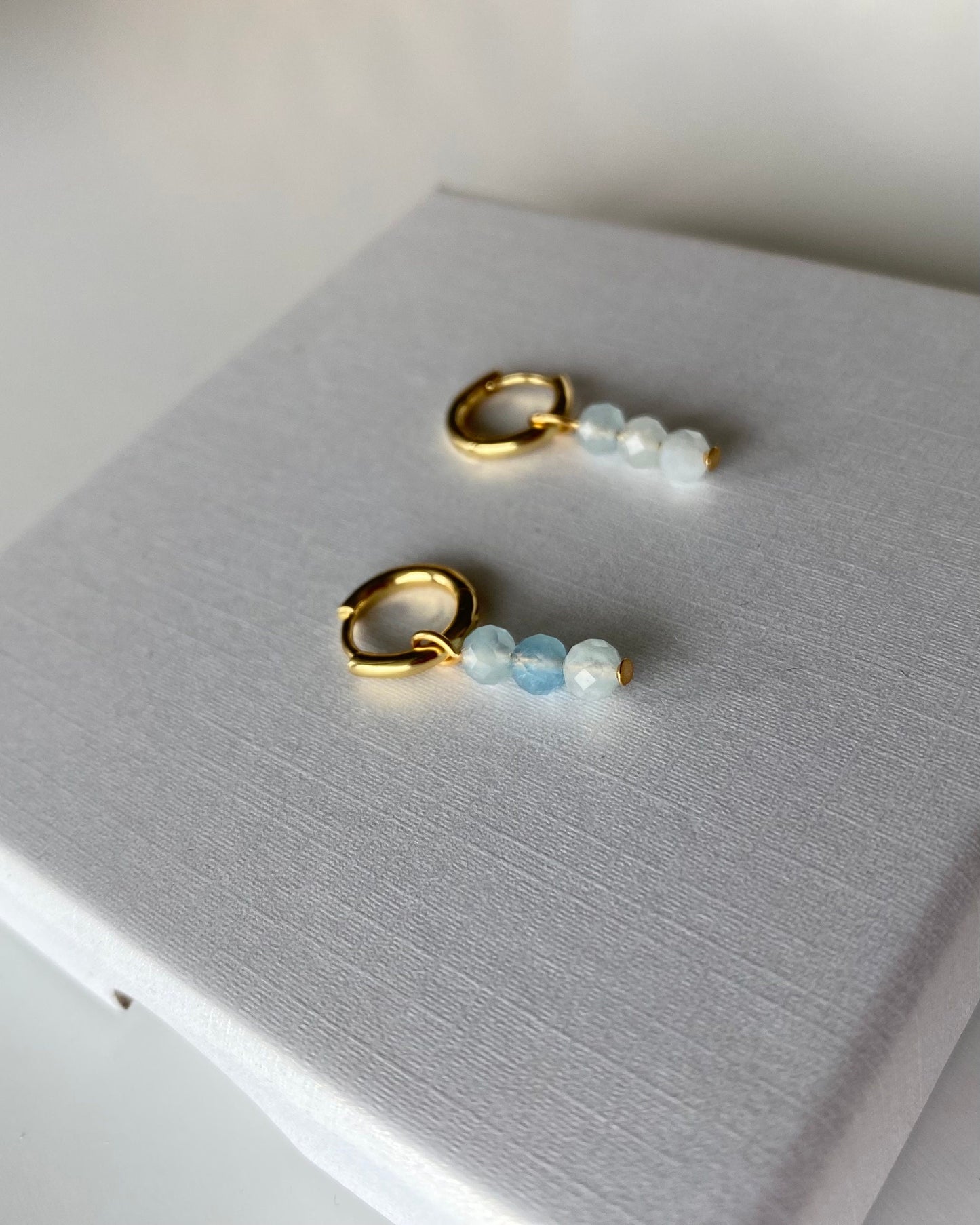 Aquamarine Gemstone Huggies