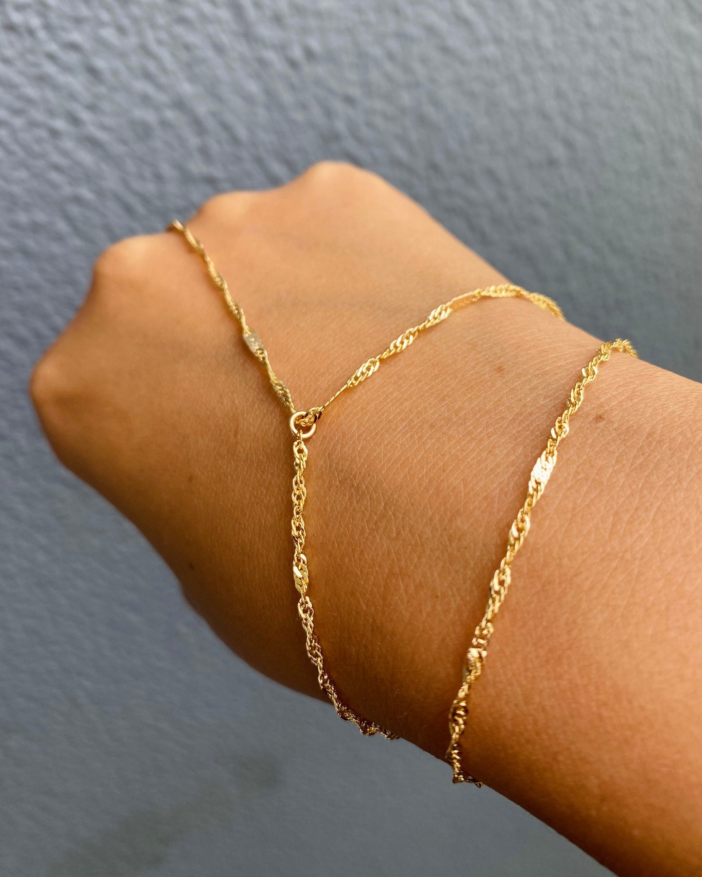 Shiny Satellite Gold Hand Bracelet