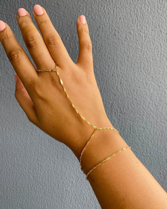 Shiny Satellite Gold Hand Bracelet