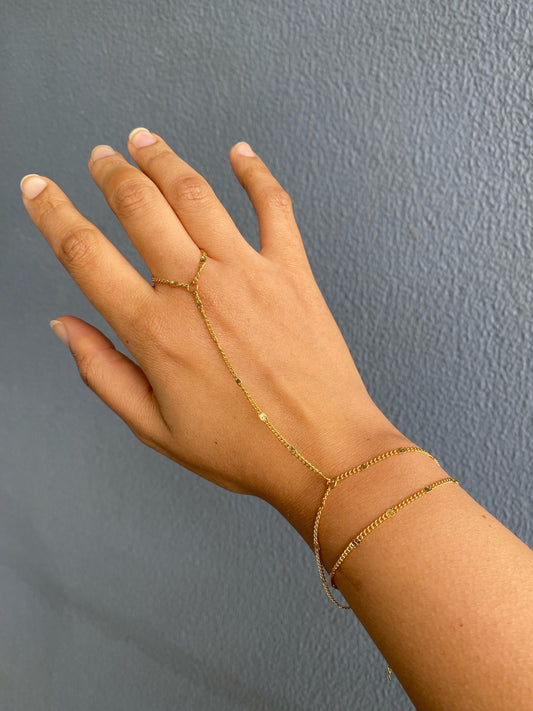 Sparkly 18K Gold Hand Chain