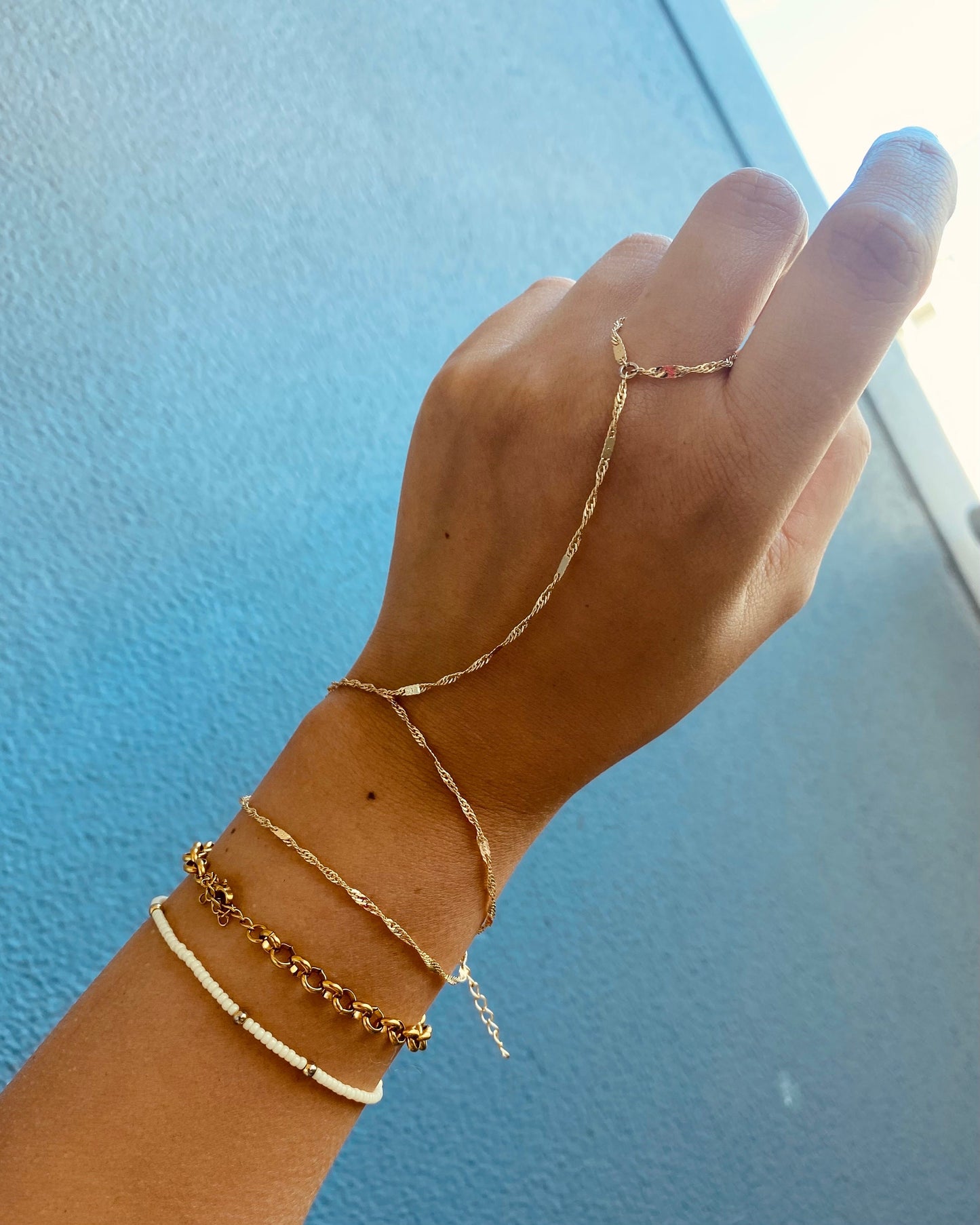 Shiny Satellite Gold Hand Bracelet